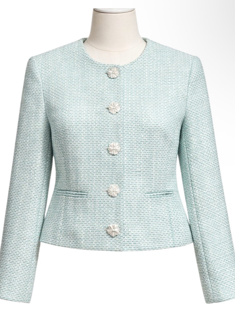 J. Crew Factory Mint Tweed Cropped Lady Jacket | 6P
